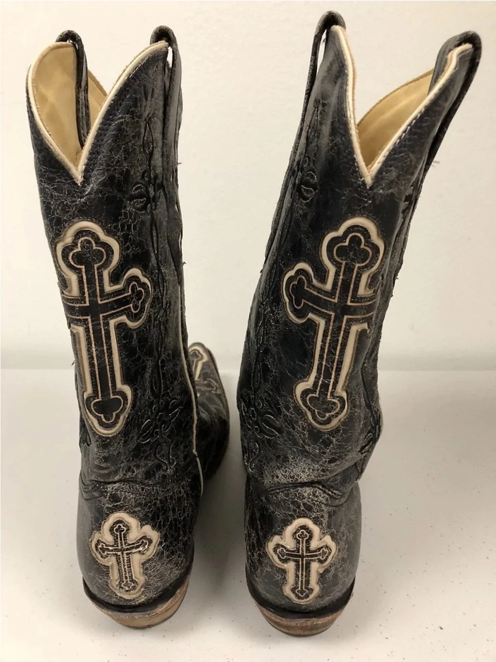 Corral Cowboy Boots Black Cross Inlay Men’s Size 9EE